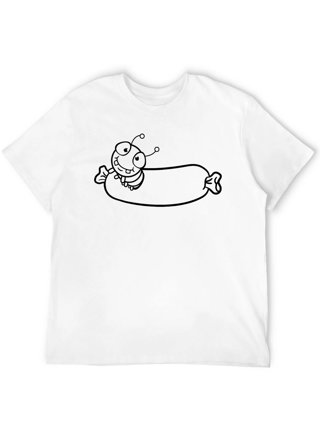 Cartoon Insect on a Sausage T-Shirt - Black