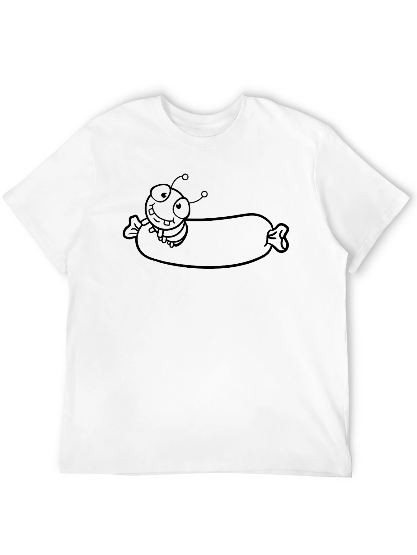 Cartoon Insect on a Sausage T-Shirt - Black