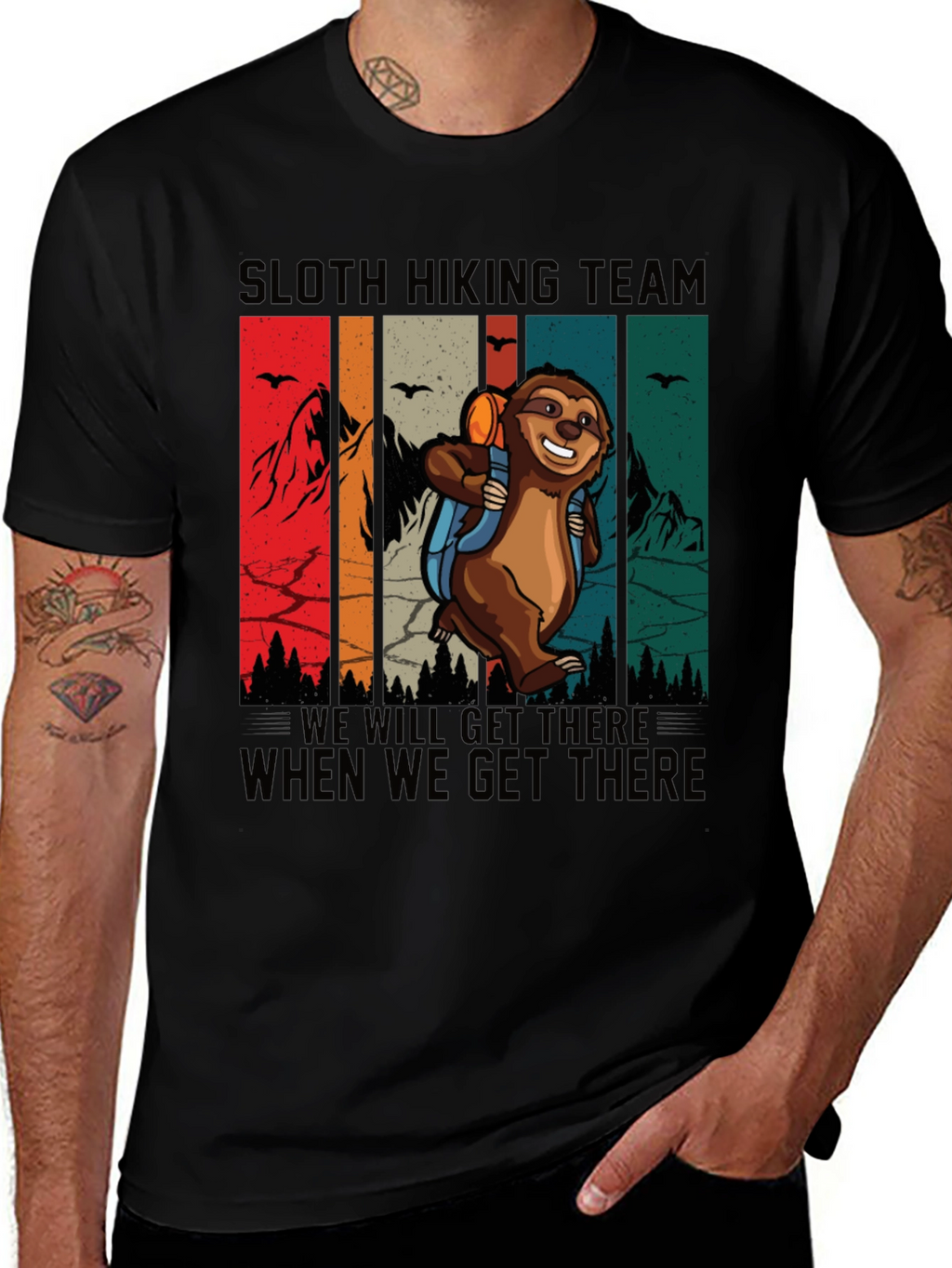 Sloth Hiking Team T-Shirt Funny Graphic Tee