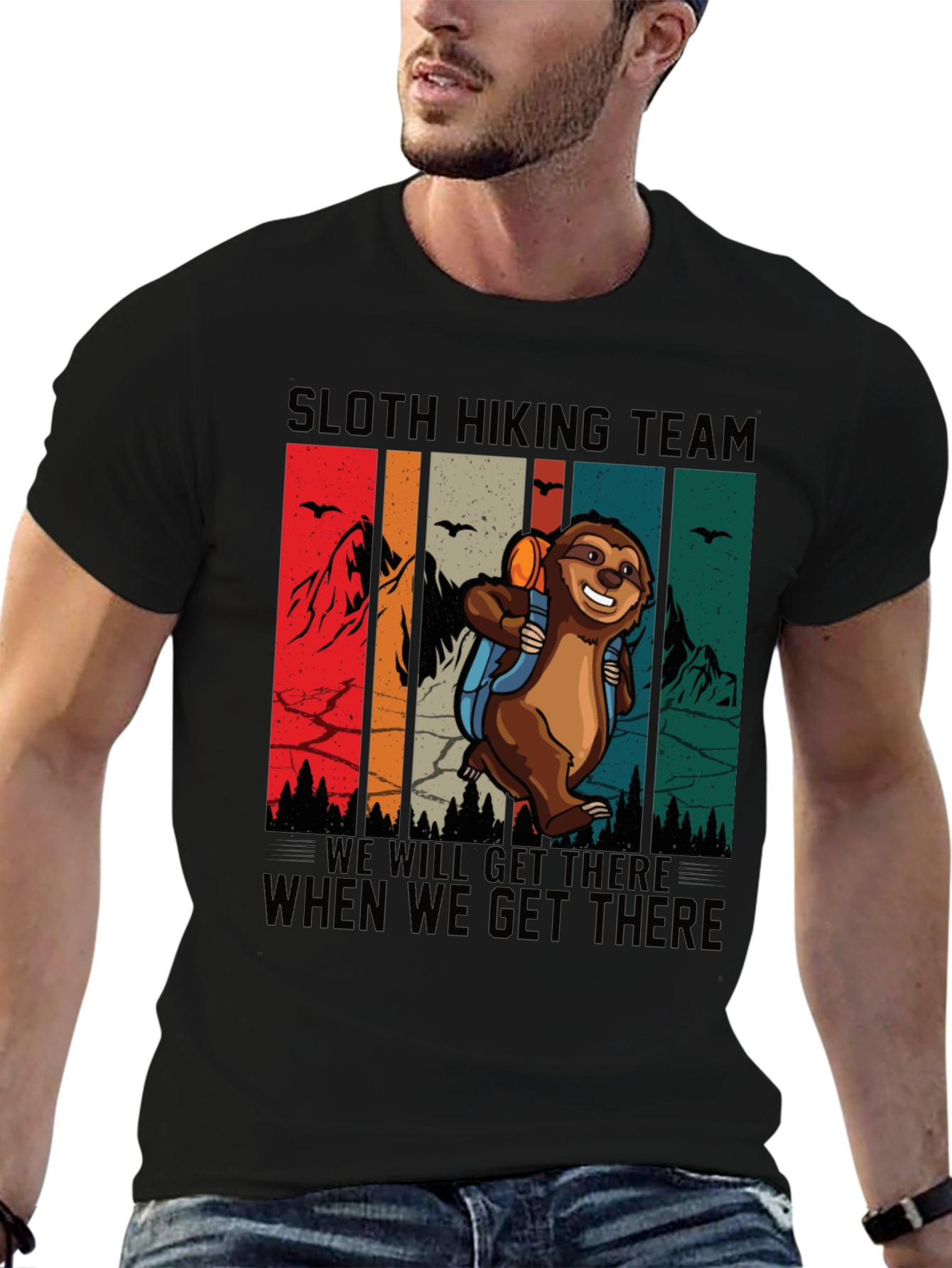 Sloth Hiking Team T-Shirt Funny Graphic Tee