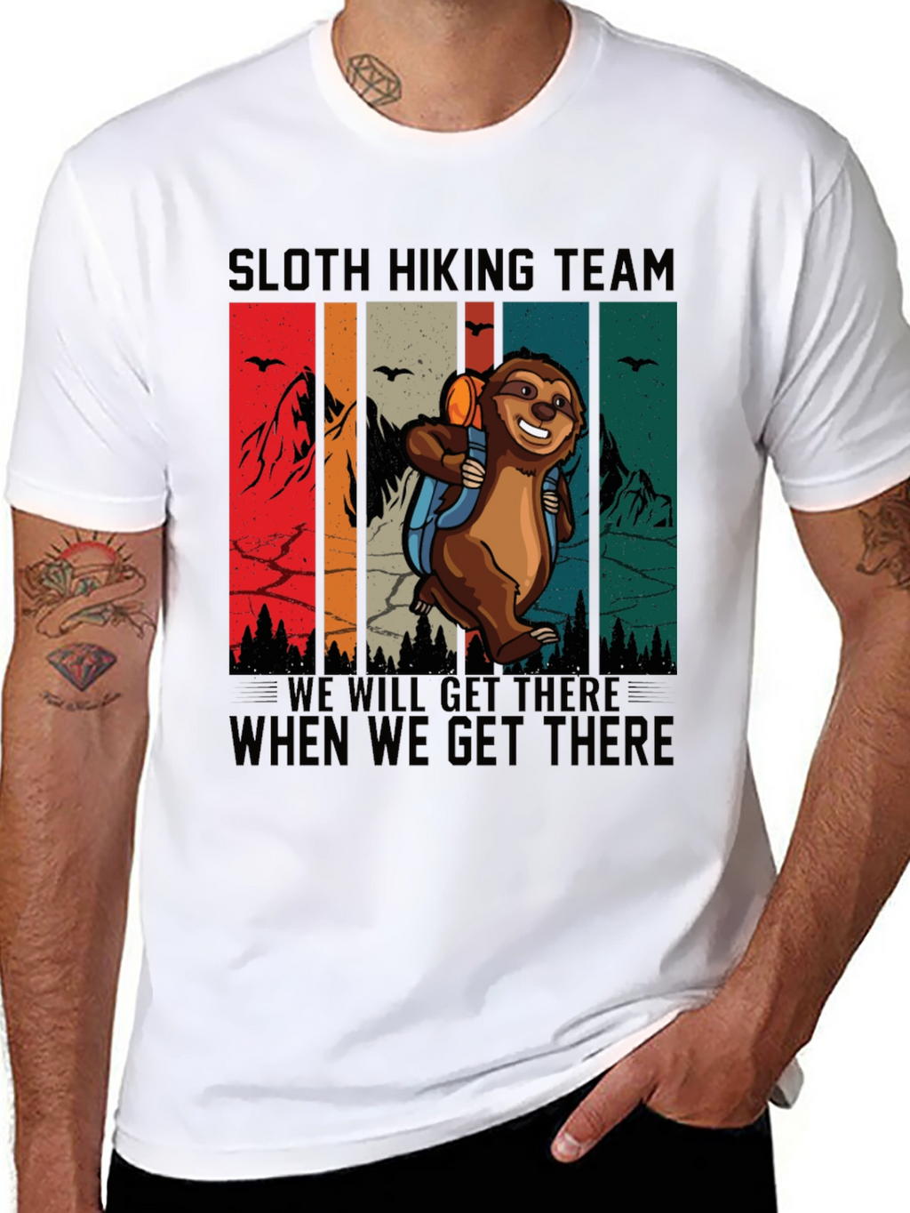 Sloth Hiking Team T-Shirt Funny Graphic Tee