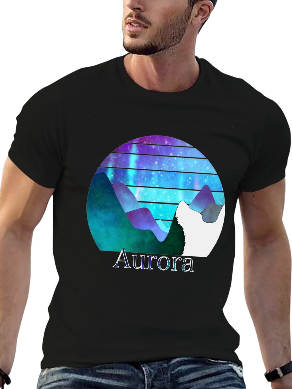 Aurora Mountain Graphic T-Shirt