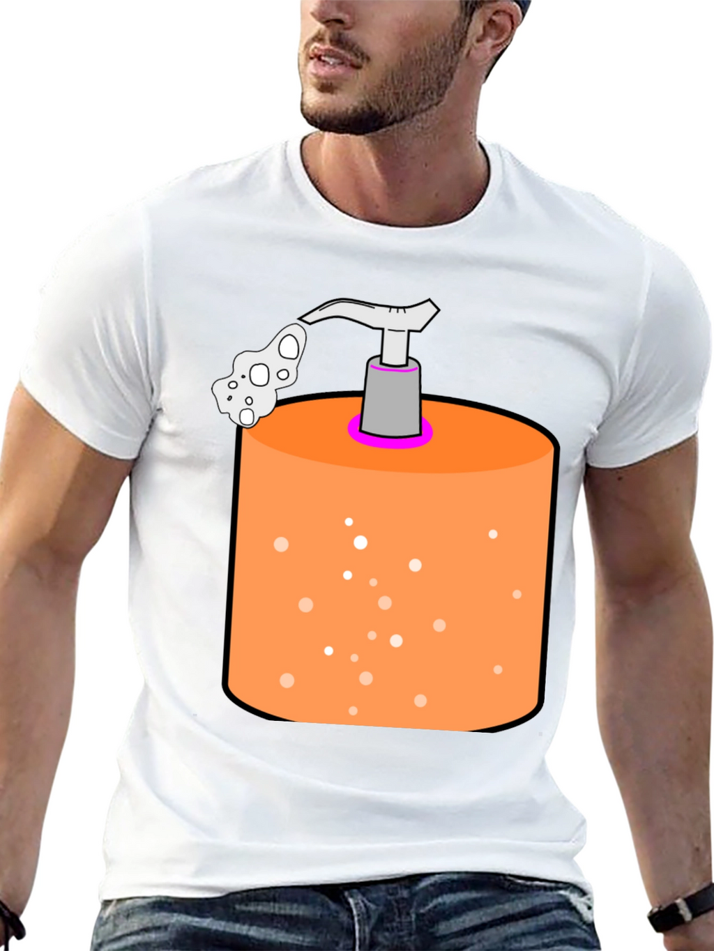 Novelty Soap Dispenser Graphic Tee - Black Cotton Blend