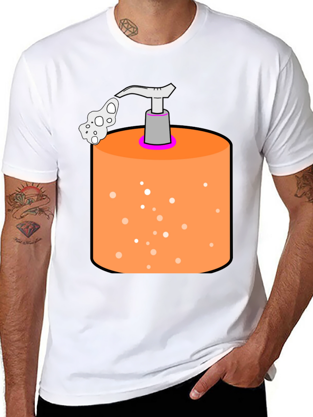 Novelty Soap Dispenser Graphic Tee - Black Cotton Blend