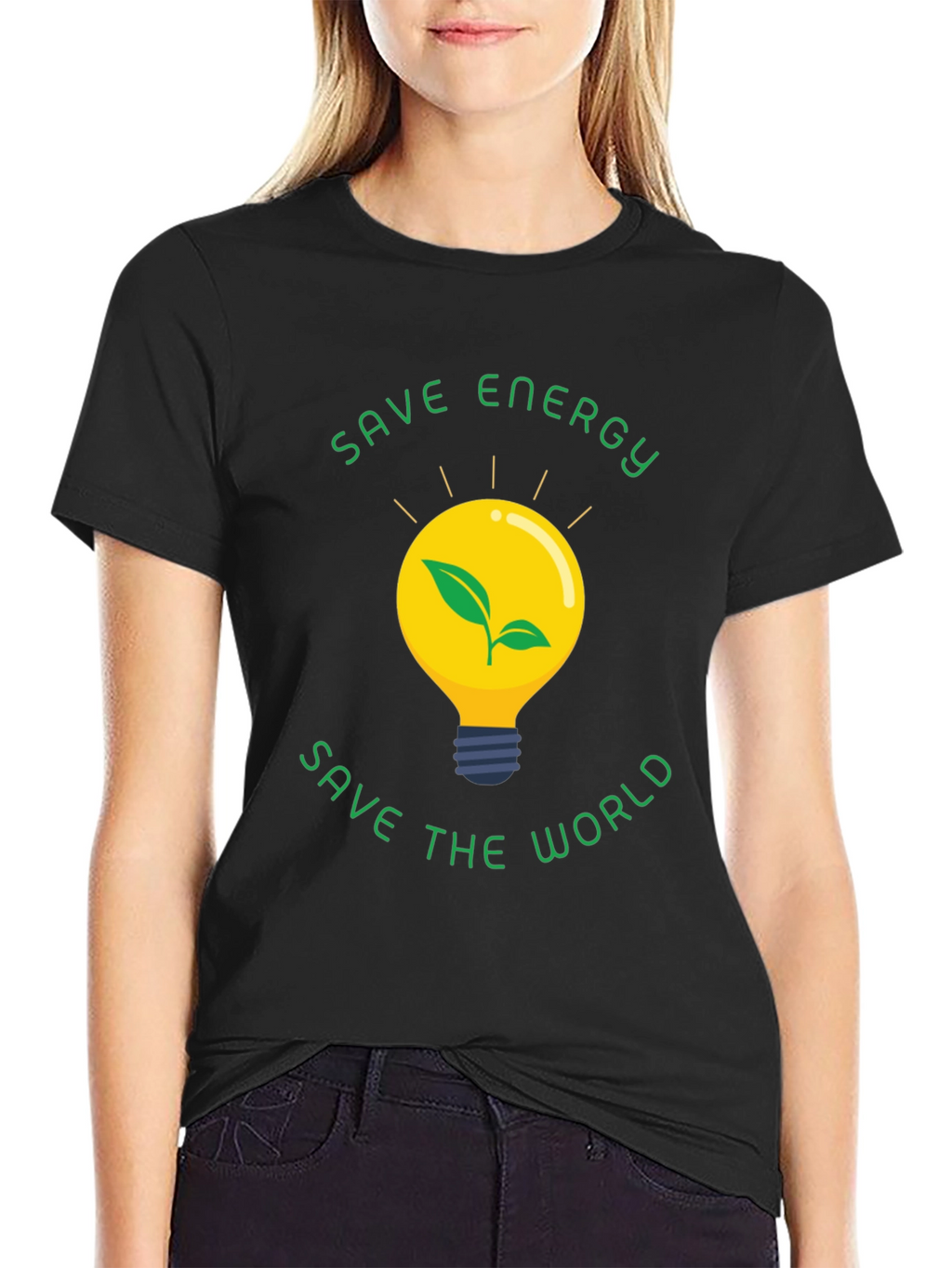 Eco-Friendly Save Energy Save the World Black T-Shirt