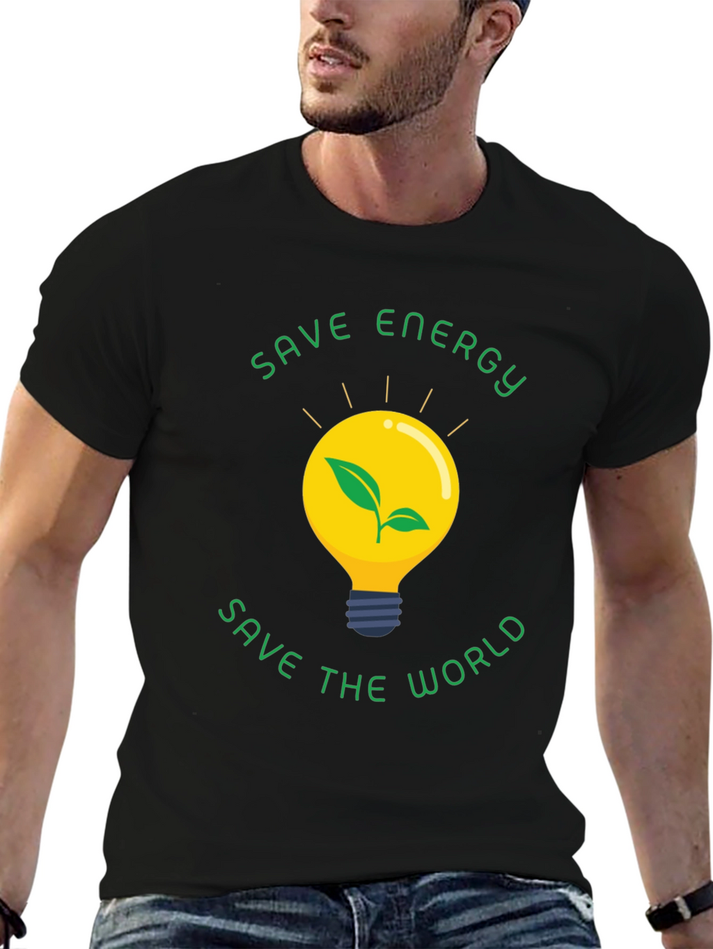 Eco-Friendly Save Energy Save the World Black T-Shirt