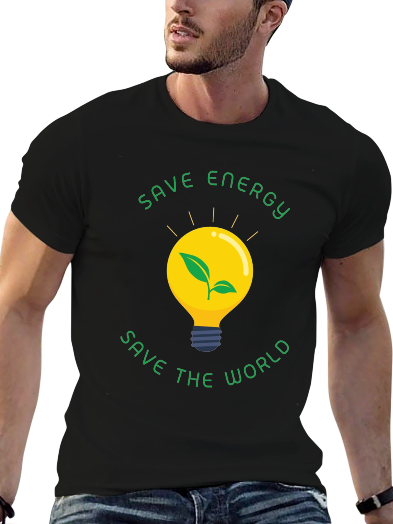 Eco-Friendly Save Energy Save the World Black T-Shirt