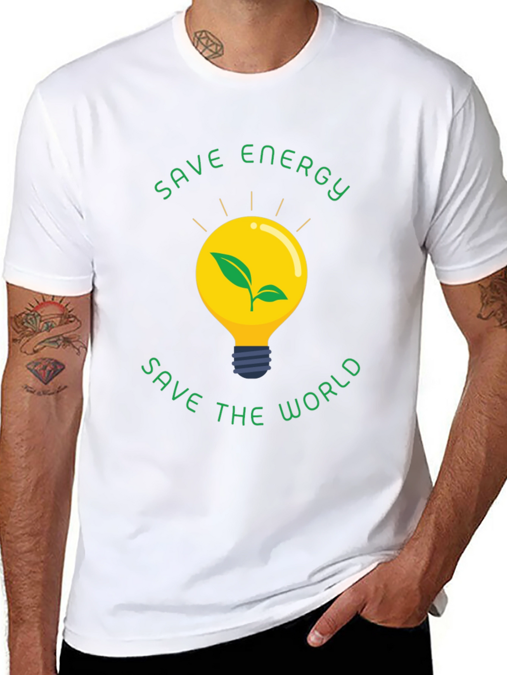 Eco-Friendly Save Energy Save the World Black T-Shirt