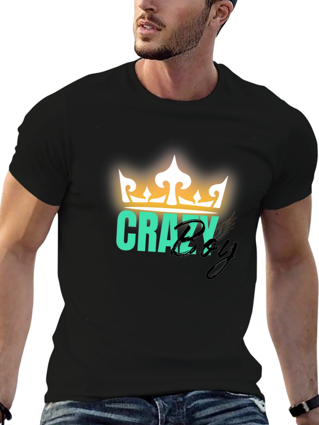 Crazy Boy Graphic Print T-Shirt