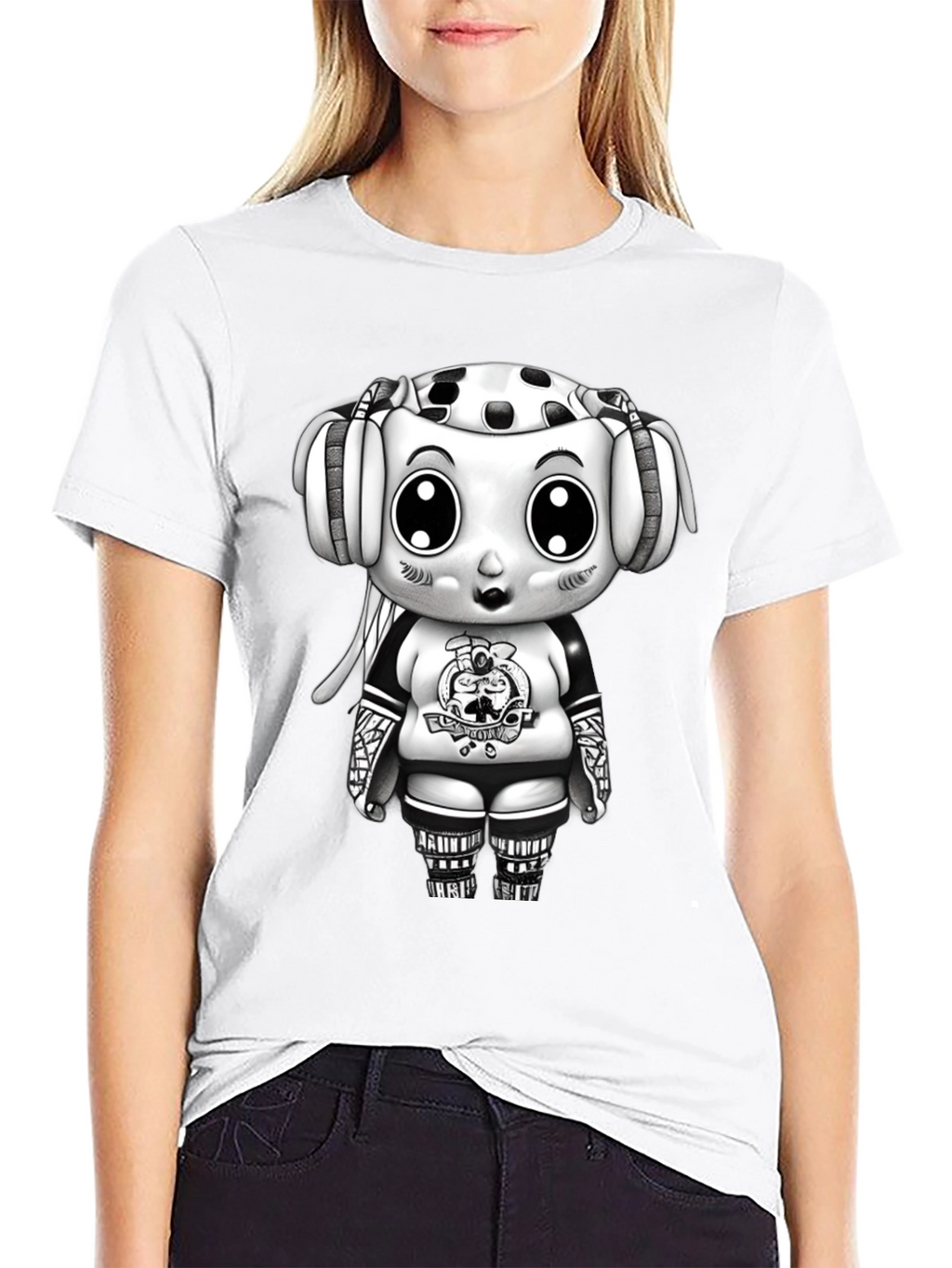 Cartoon Hockey Player Graphic Tee