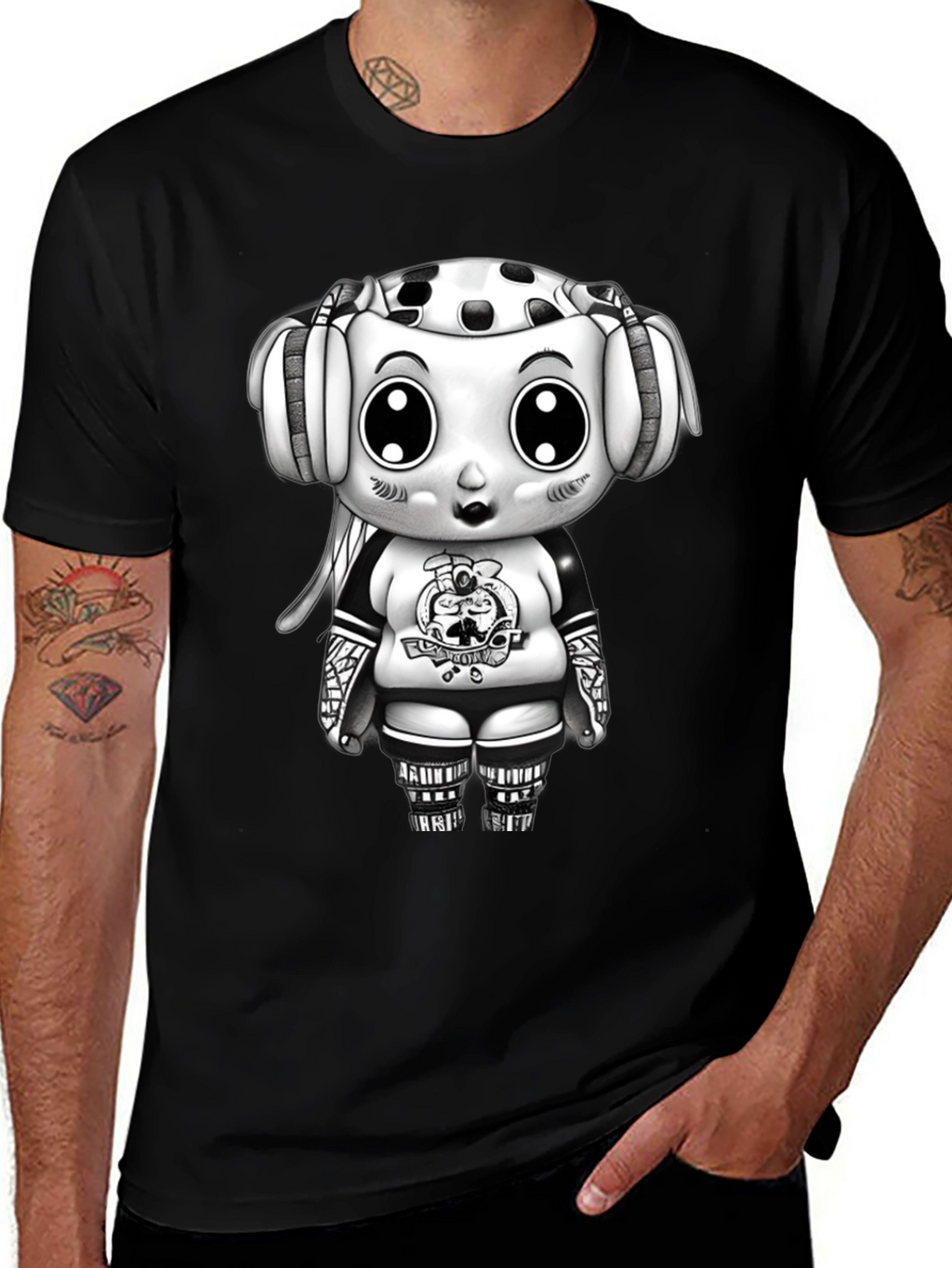 Cartoon Hockey Player Graphic Tee