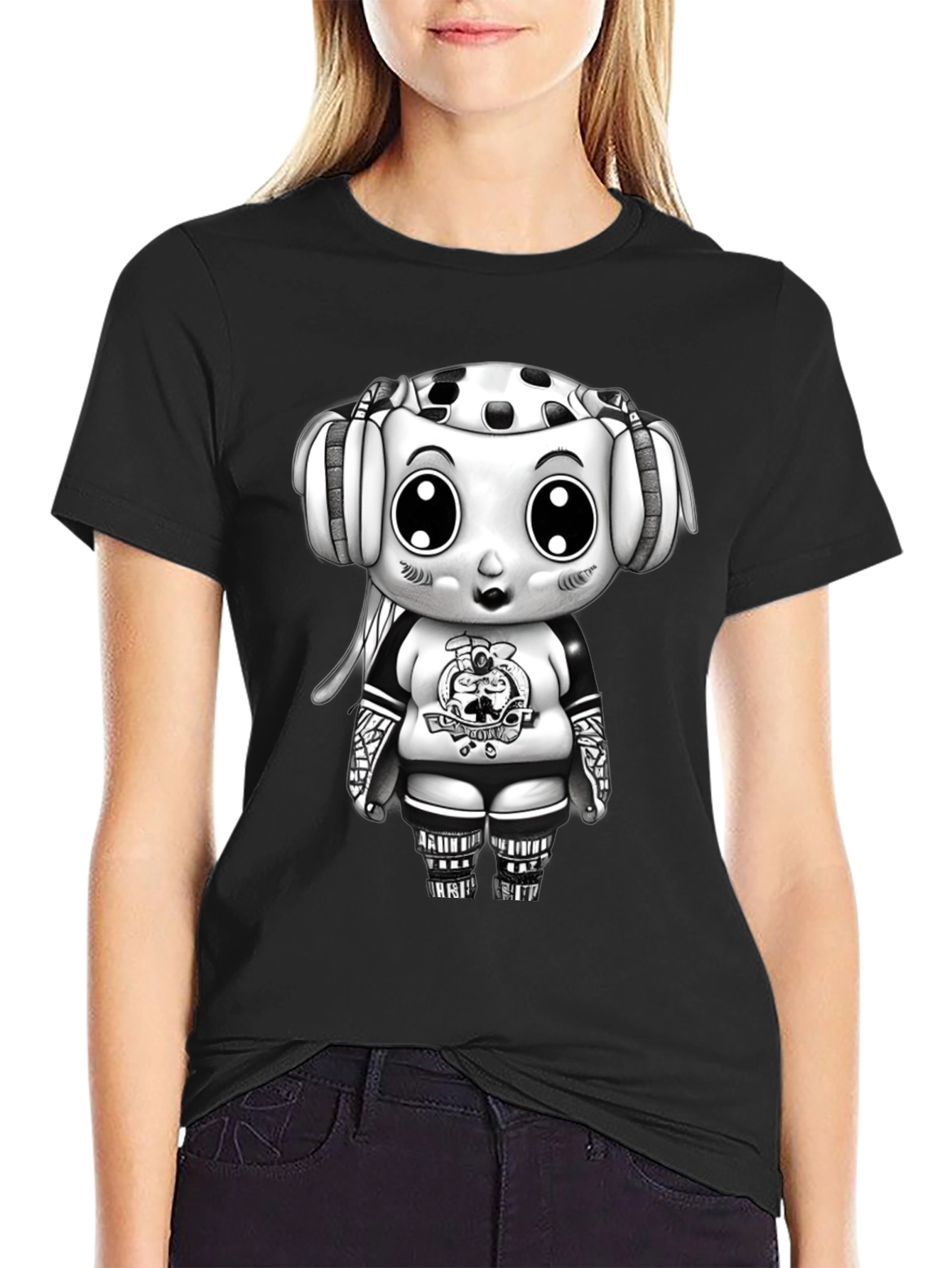 Cartoon Hockey Player Graphic Tee