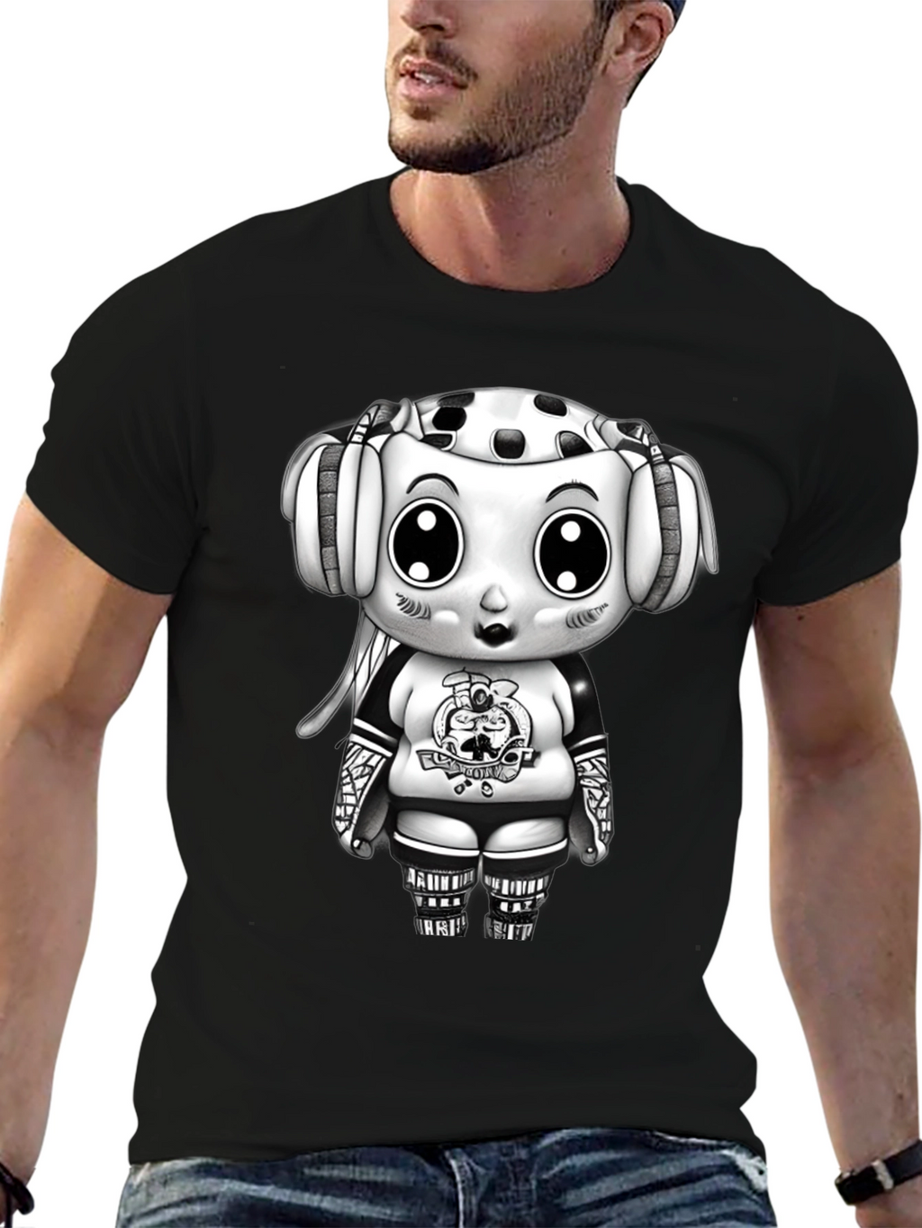 Cartoon Hockey Player Graphic Tee