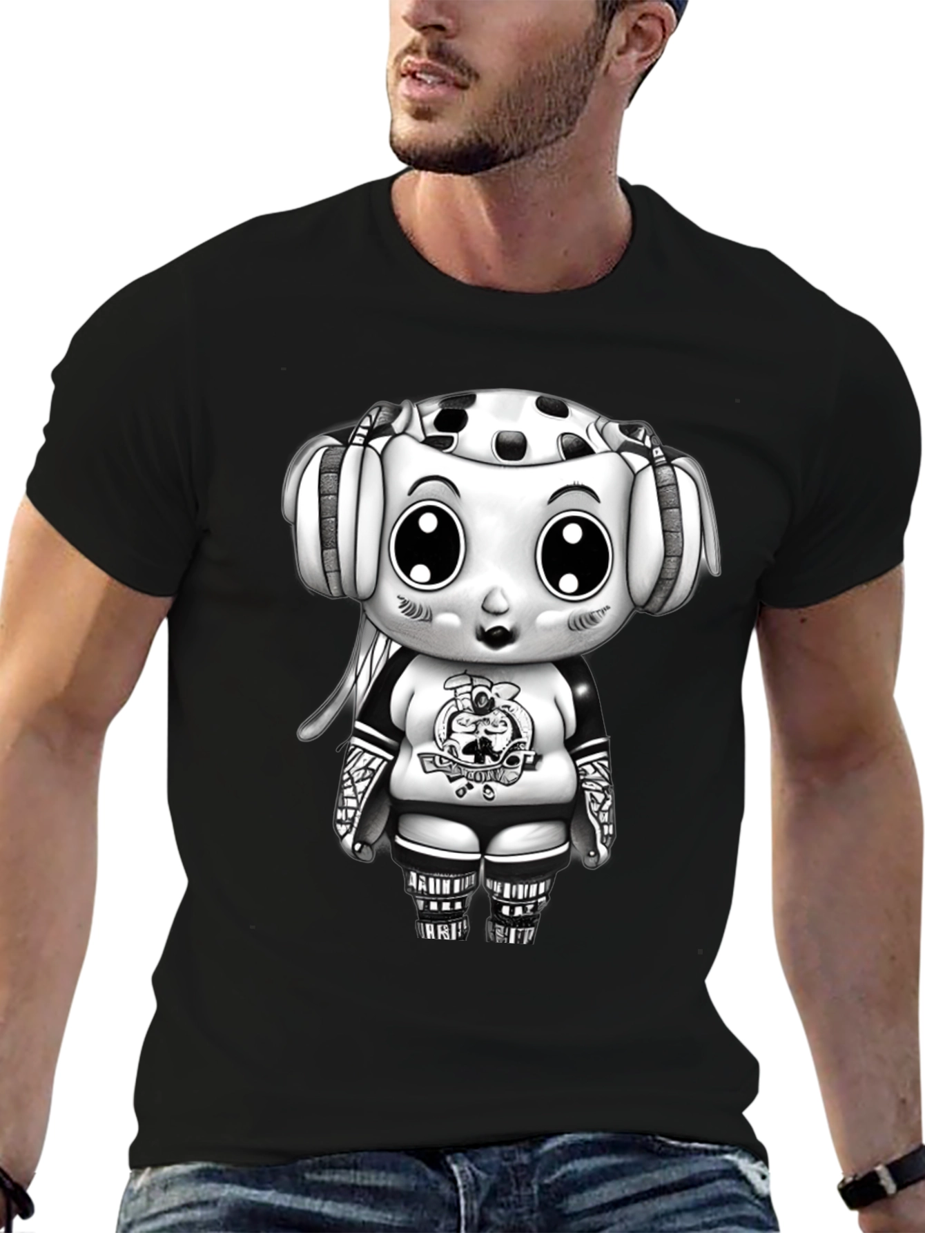 Cartoon Hockey Player Graphic Tee
