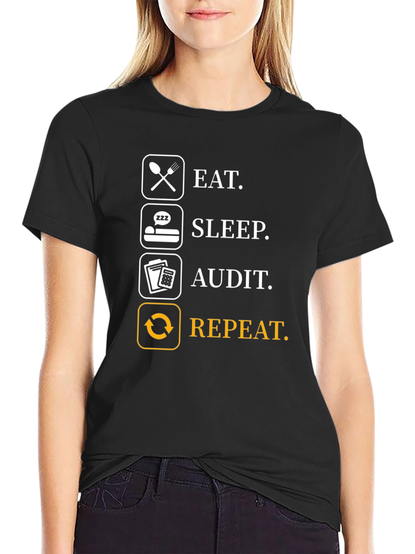 Eat Sleep Audit Repeat T-Shirt - Funny Accountant Gift
