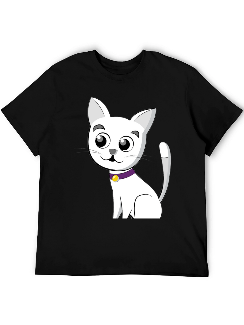 Cute Cartoon Cat T-Shirt - Black