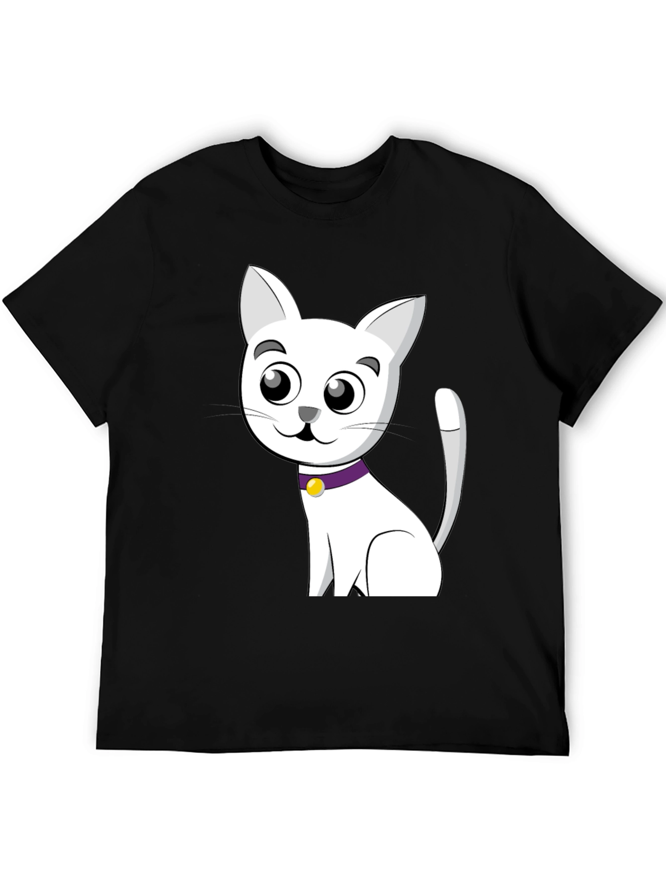 Cute Cartoon Cat T-Shirt - Black