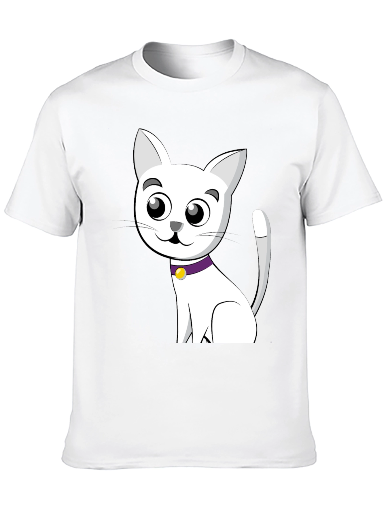Cute Cartoon Cat T-Shirt - Black