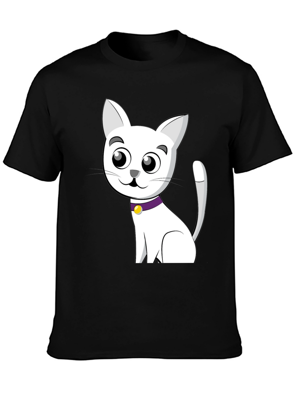 Cute Cartoon Cat T-Shirt - Black