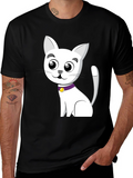 Cute Cartoon Cat T-Shirt - Black