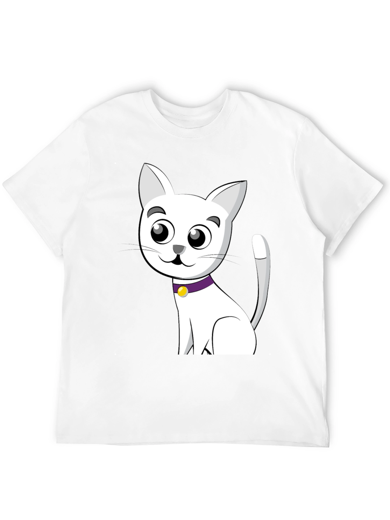 Cute Cartoon Cat T-Shirt - Black