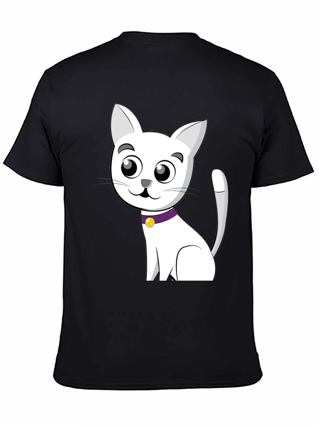 Cute Cartoon Cat T-Shirt - Black
