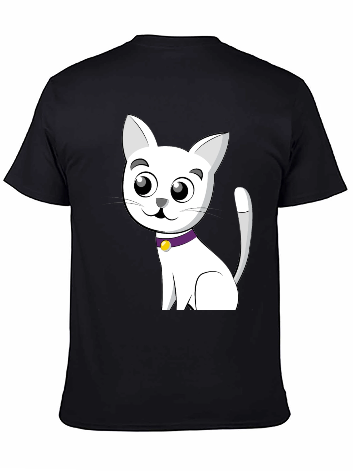 Cute Cartoon Cat T-Shirt - Black