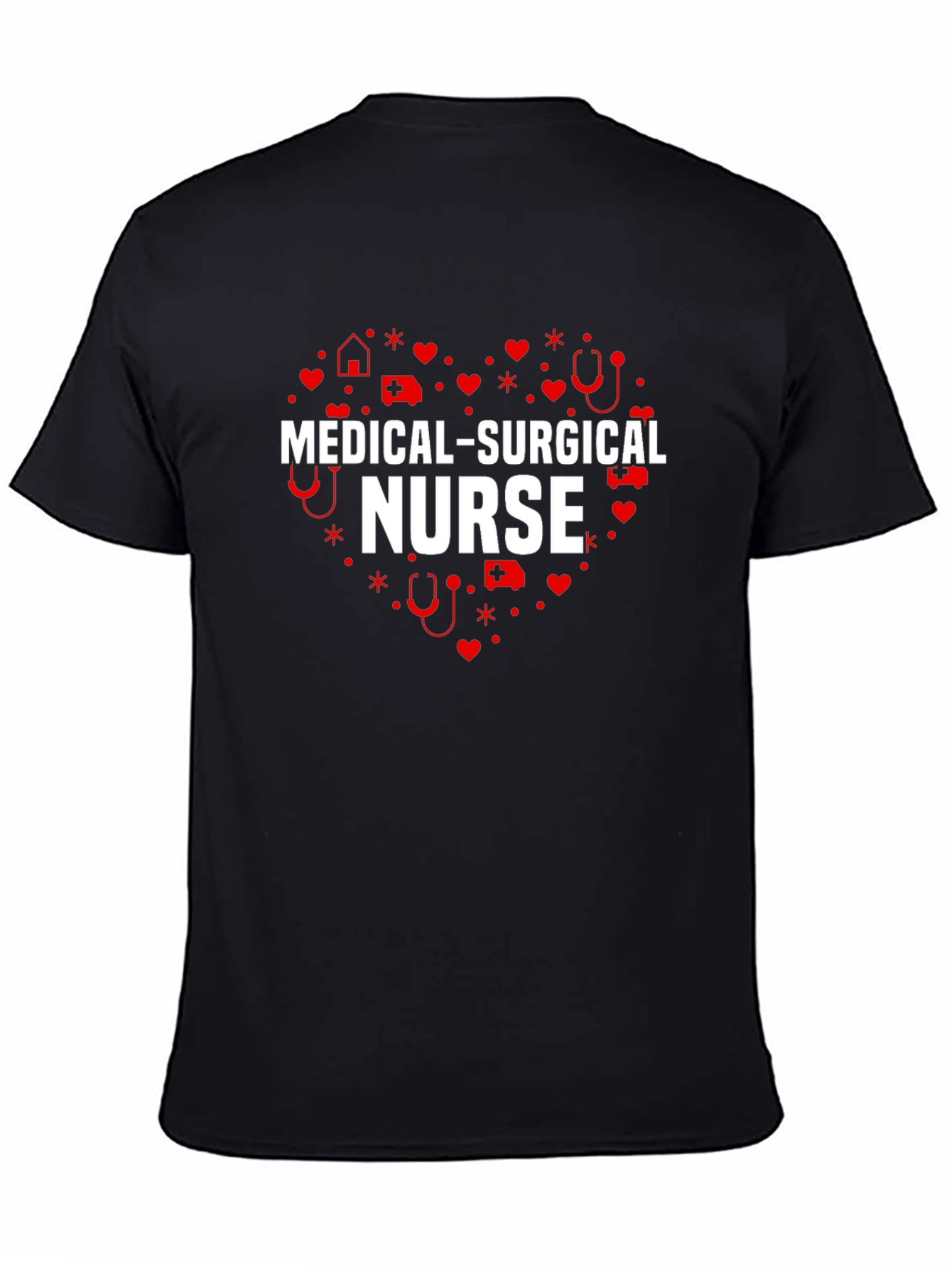 Medical Surgical Nurse Heart T-Shirt - Black
