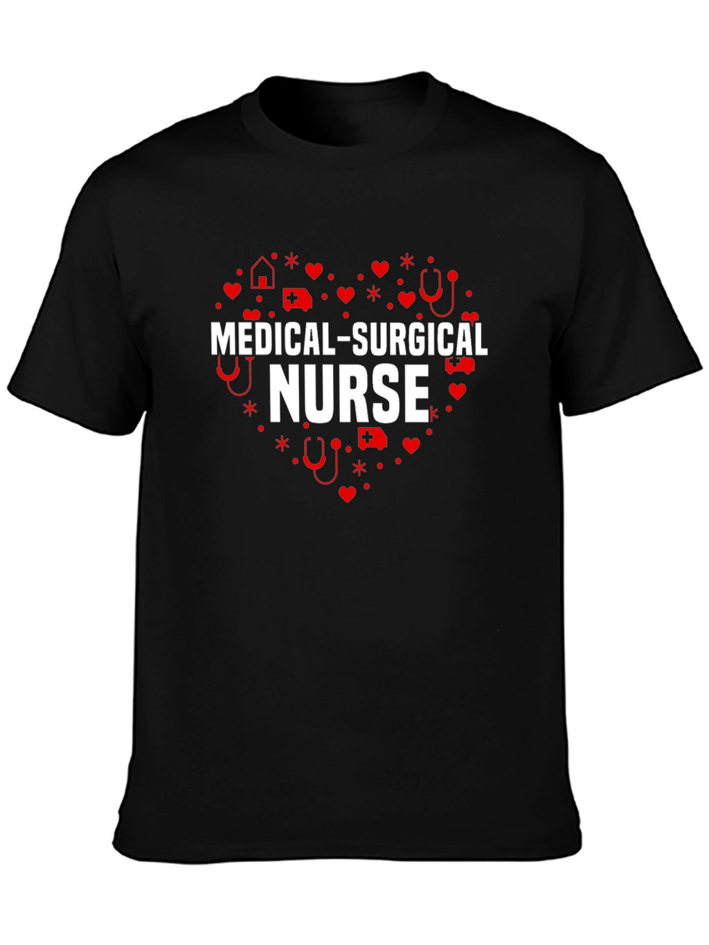 Medical Surgical Nurse Heart T-Shirt - Black