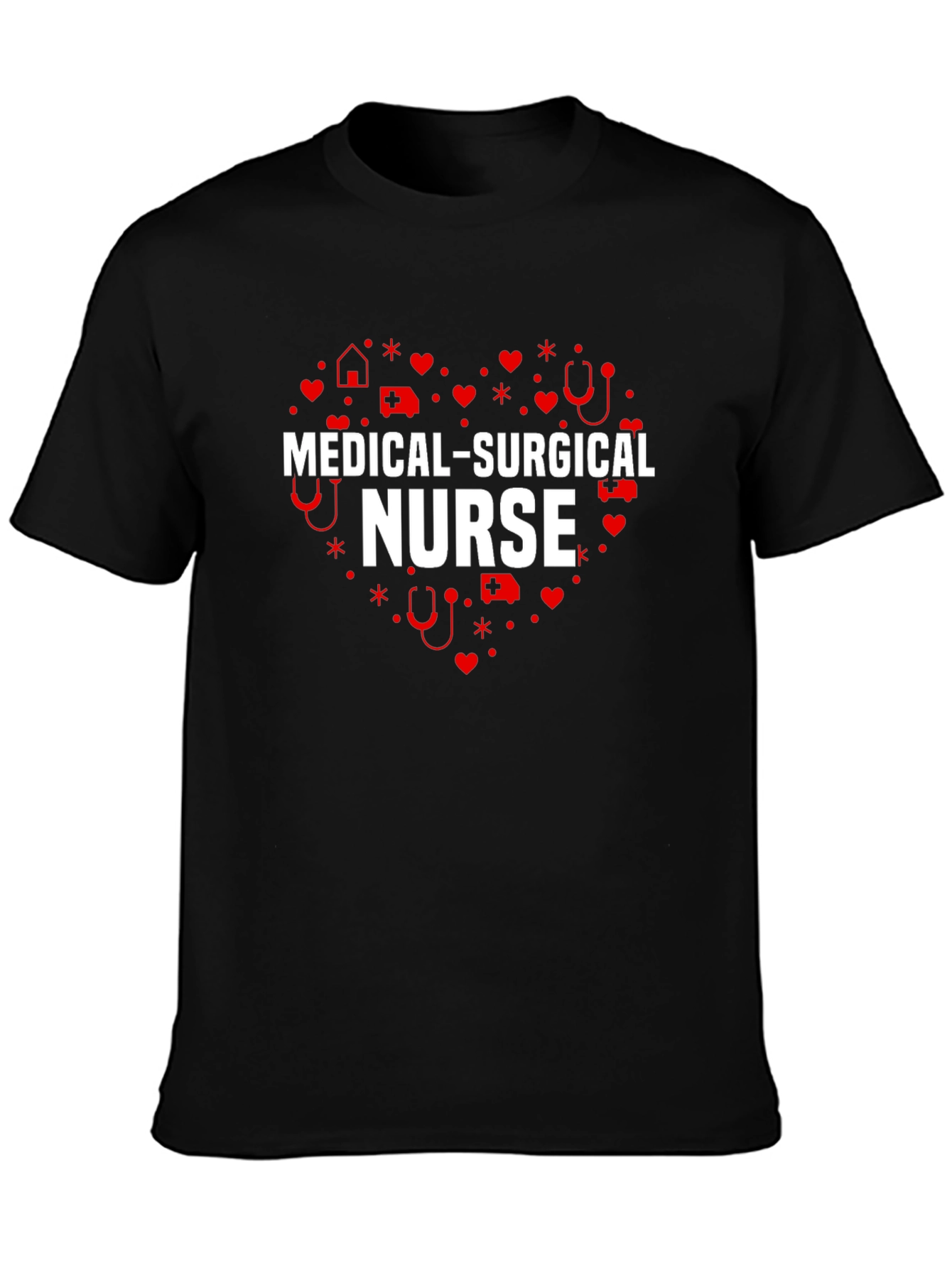Medical Surgical Nurse Heart T-Shirt - Black