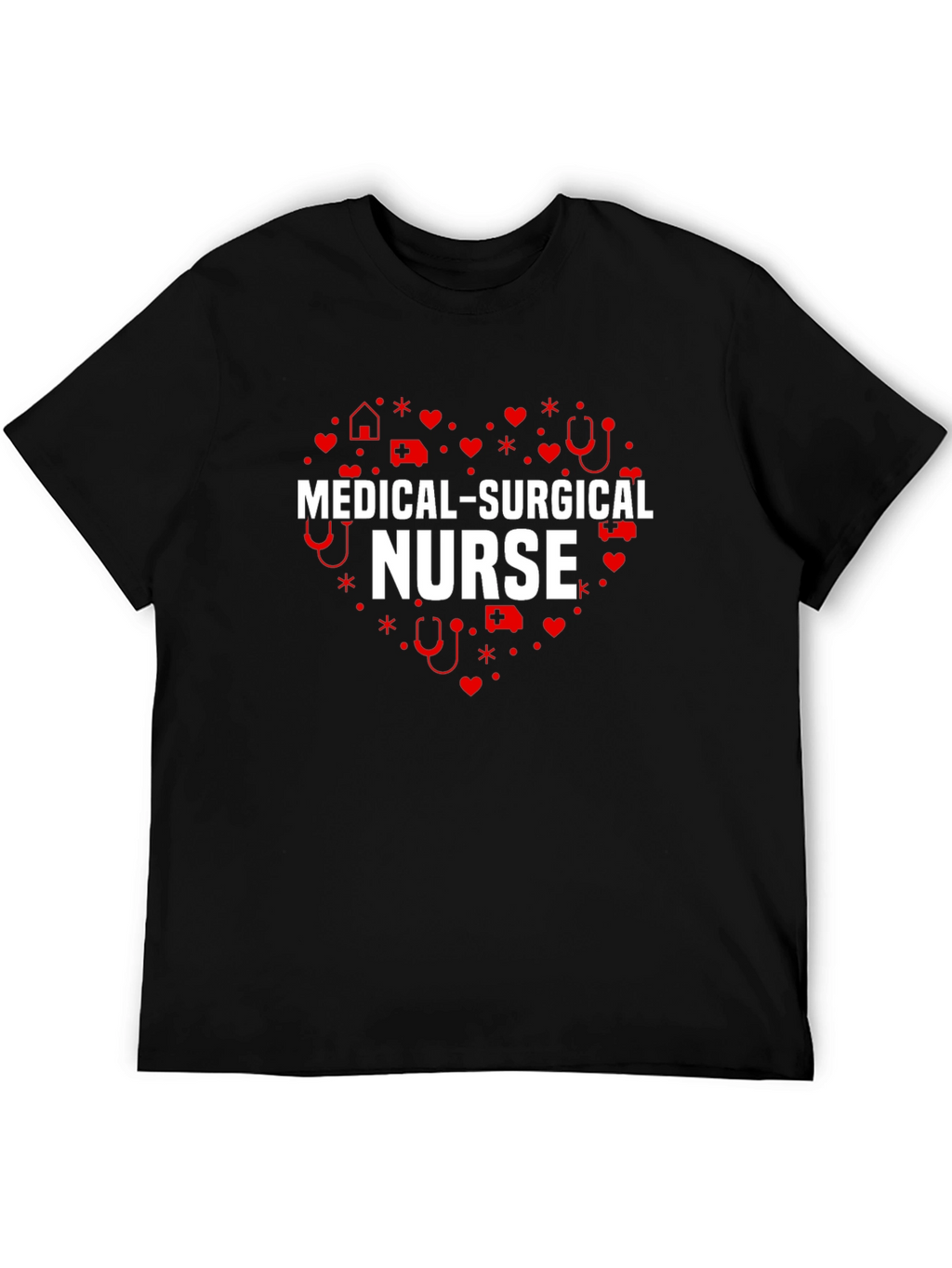 Medical Surgical Nurse Heart T-Shirt - Black