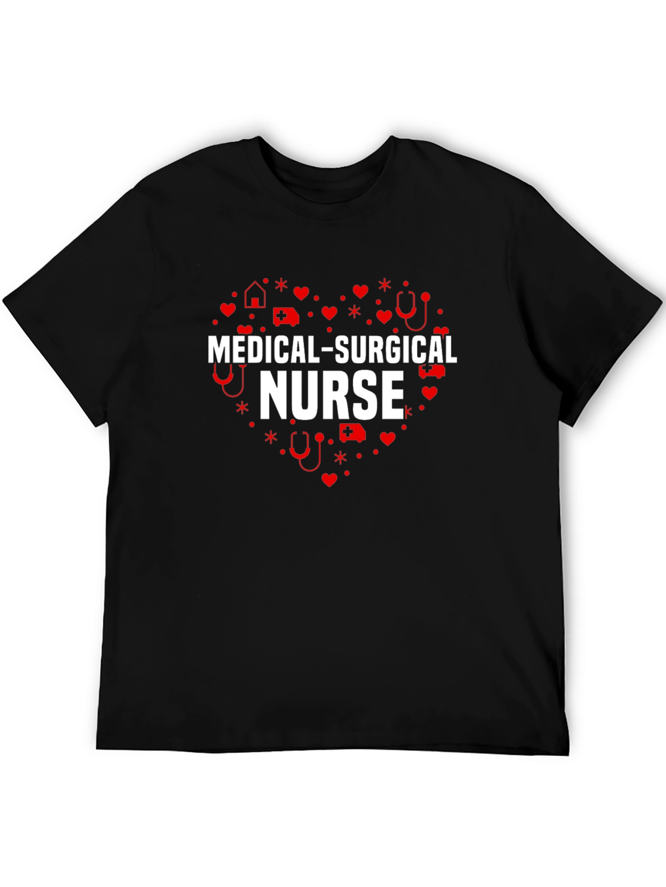 Medical Surgical Nurse Heart T-Shirt - Black