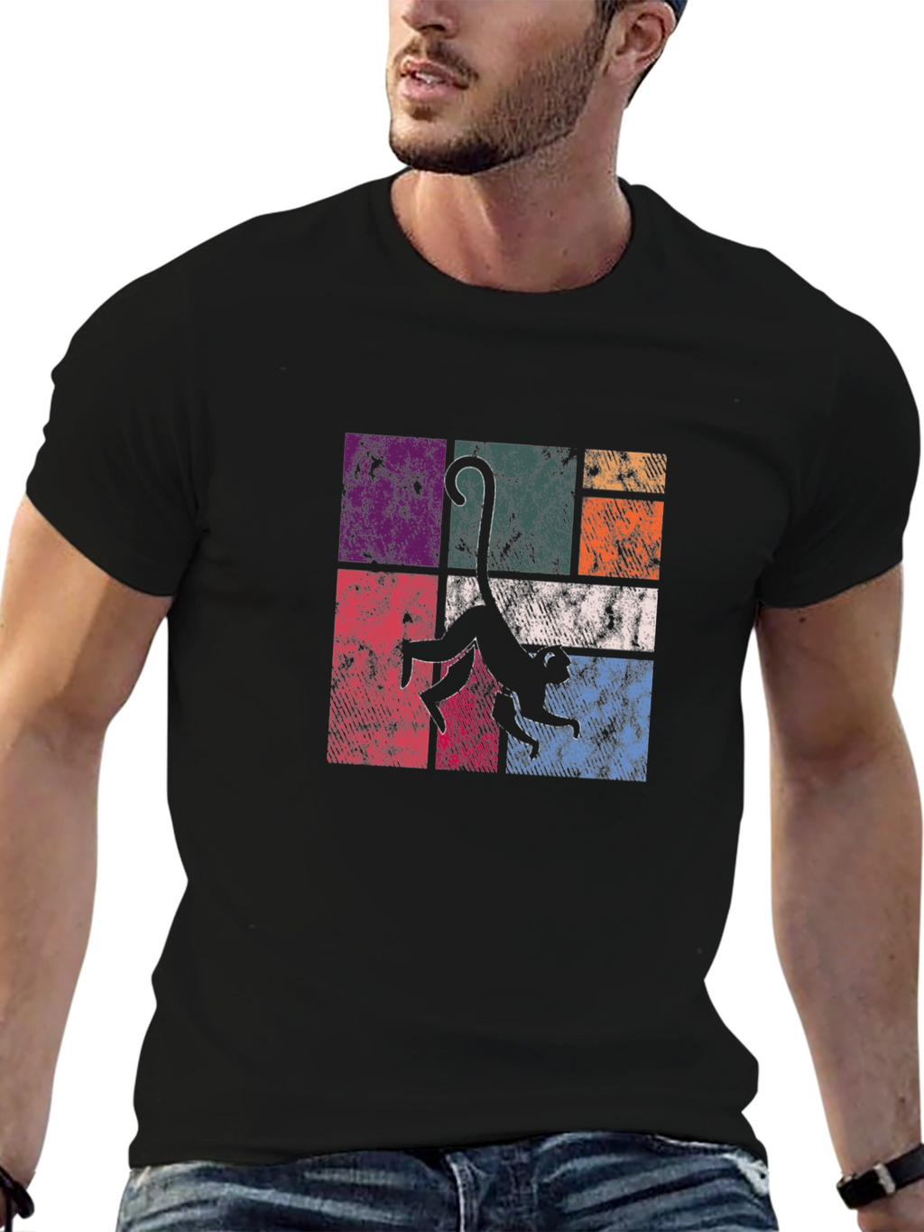 Monkey Graphic Black T-Shirt - Unique Design