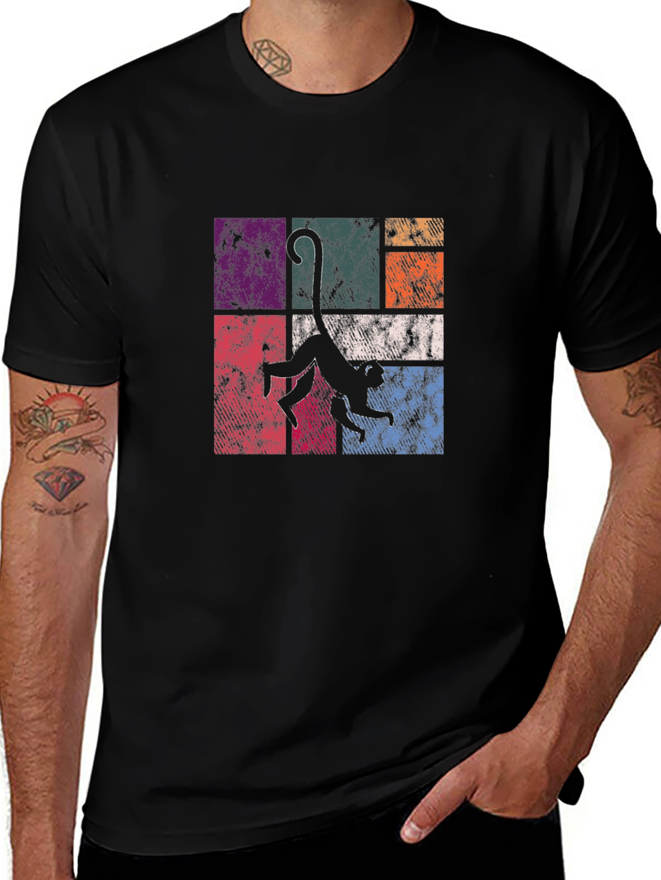 Monkey Graphic Black T-Shirt - Unique Design