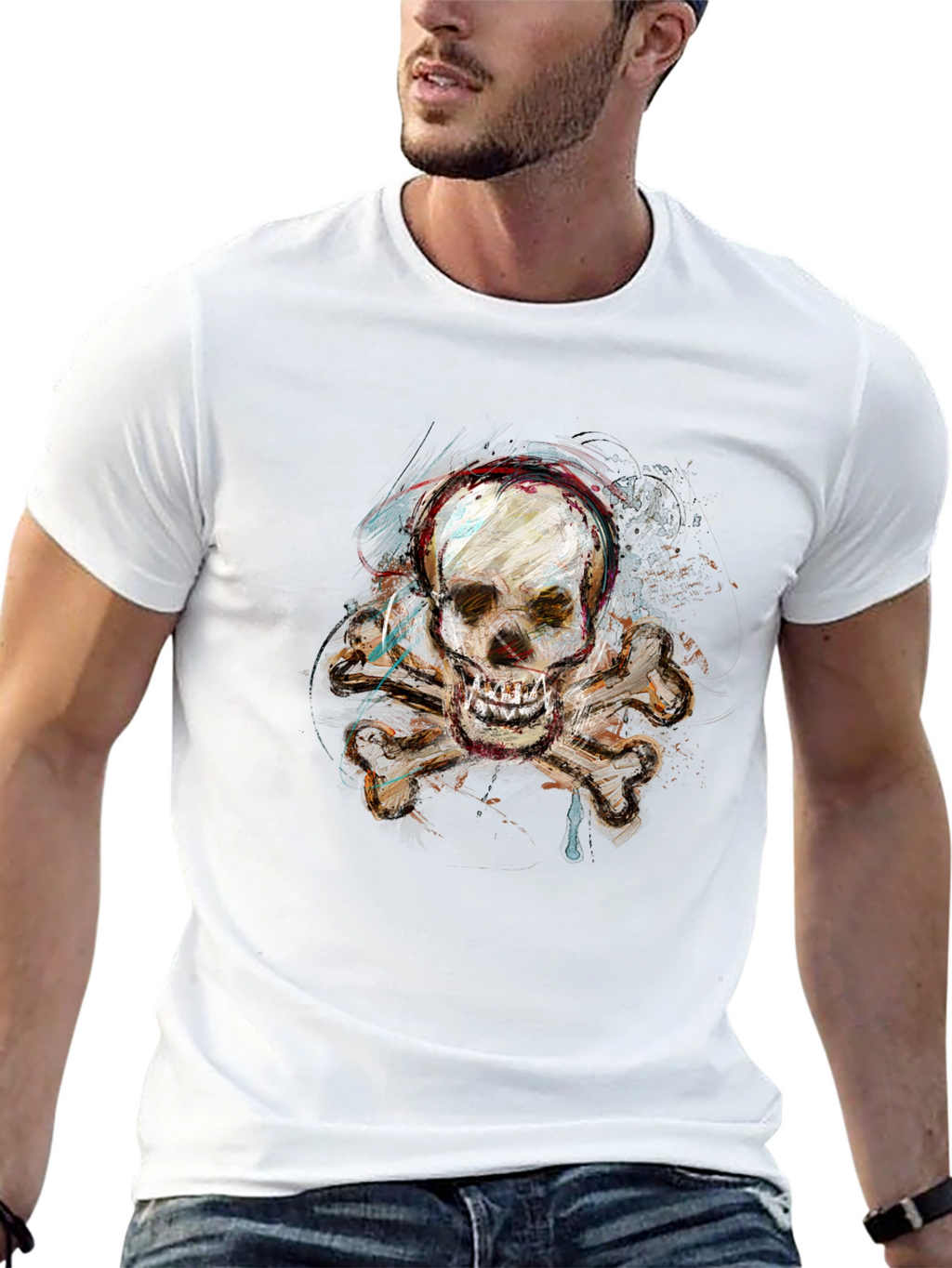 Skull & Crossbones Graphic Tee - Edgy Design