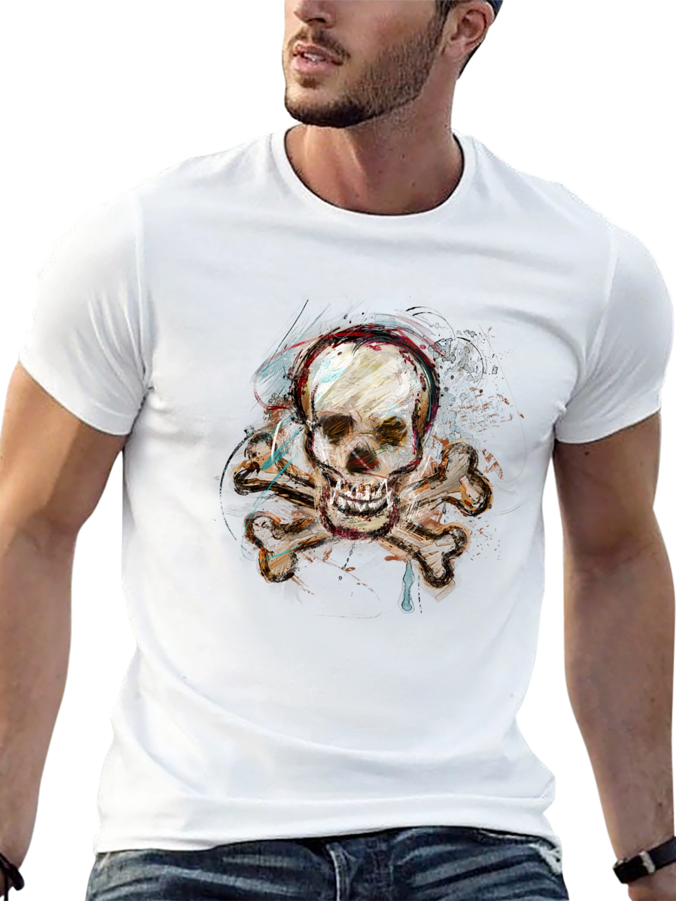 Skull & Crossbones Graphic Tee - Edgy Design