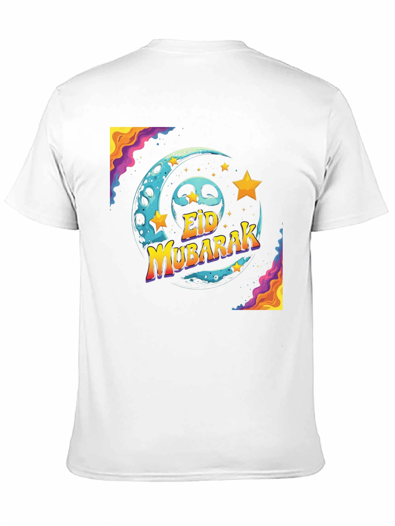 Eid Mubarak Graphic T-Shirt - Festive Moon & Stars