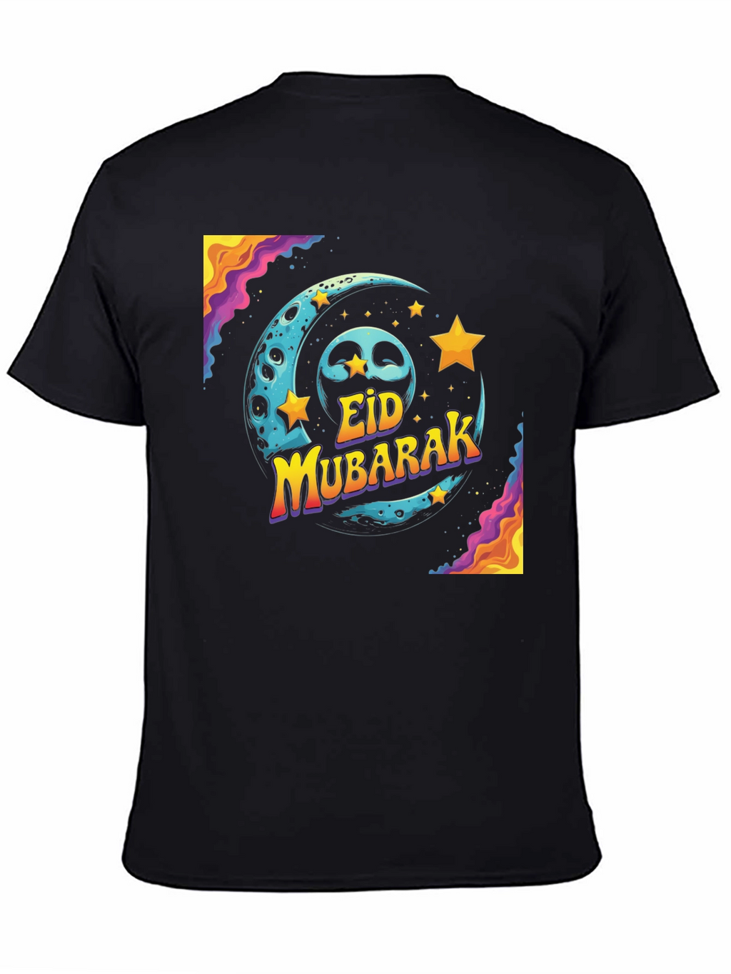 Eid Mubarak Graphic T-Shirt - Festive Moon & Stars
