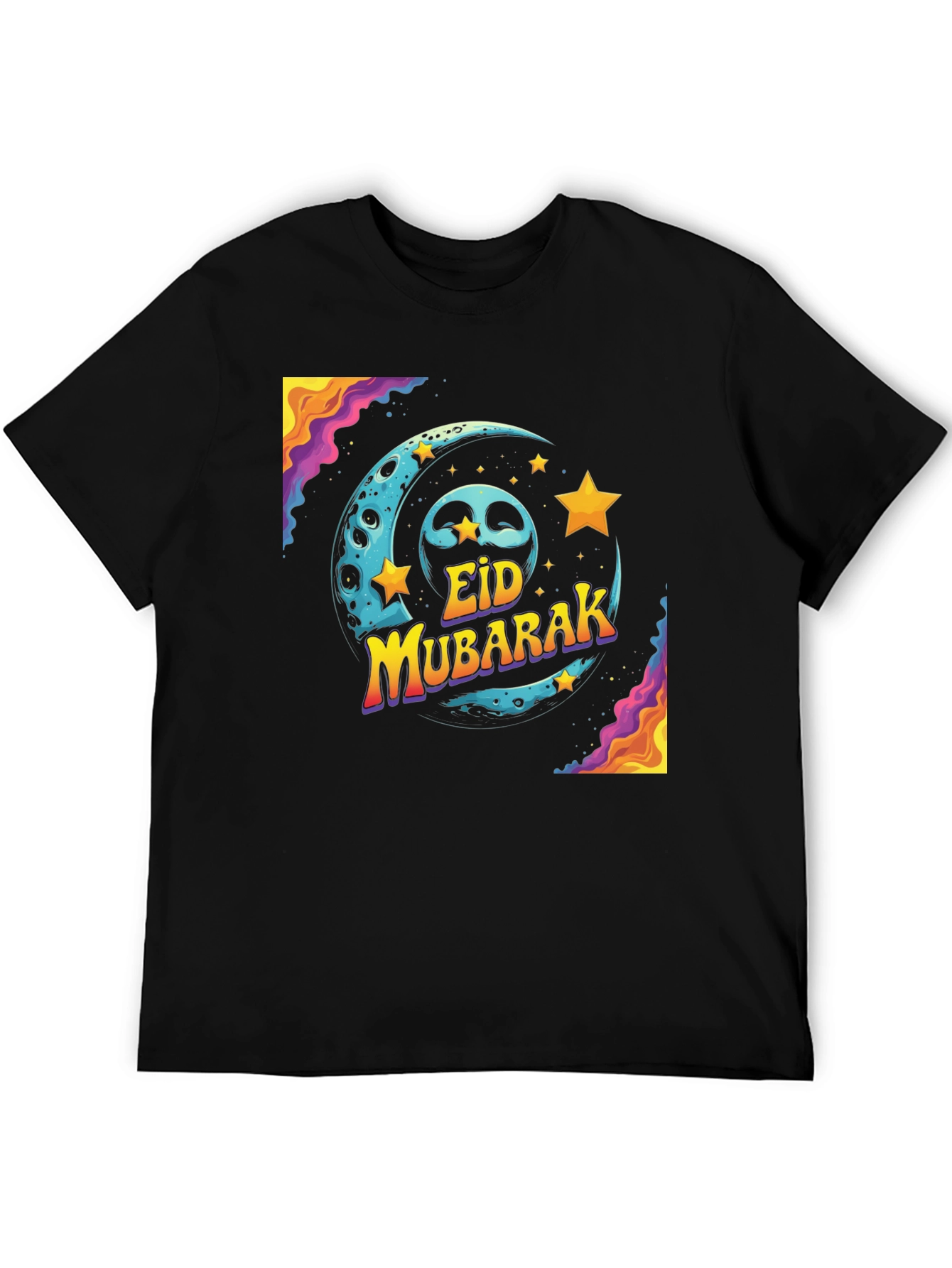 Eid Mubarak Graphic T-Shirt - Festive Moon & Stars