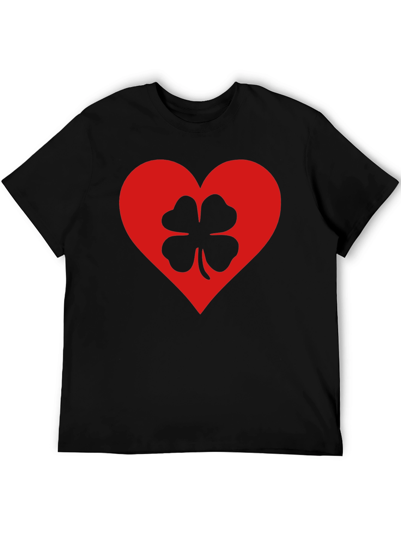 Lucky Heart Clover T-Shirt - Black