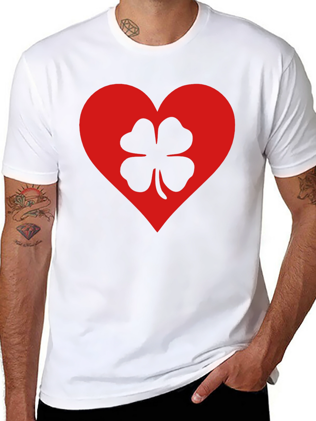 Lucky Heart Clover T-Shirt - Black