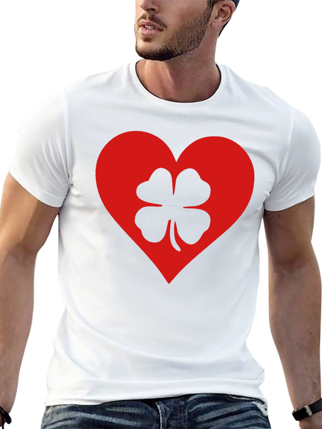 Lucky Heart Clover T-Shirt - Black