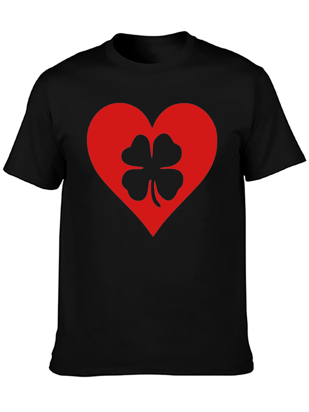 Lucky Heart Clover T-Shirt - Black