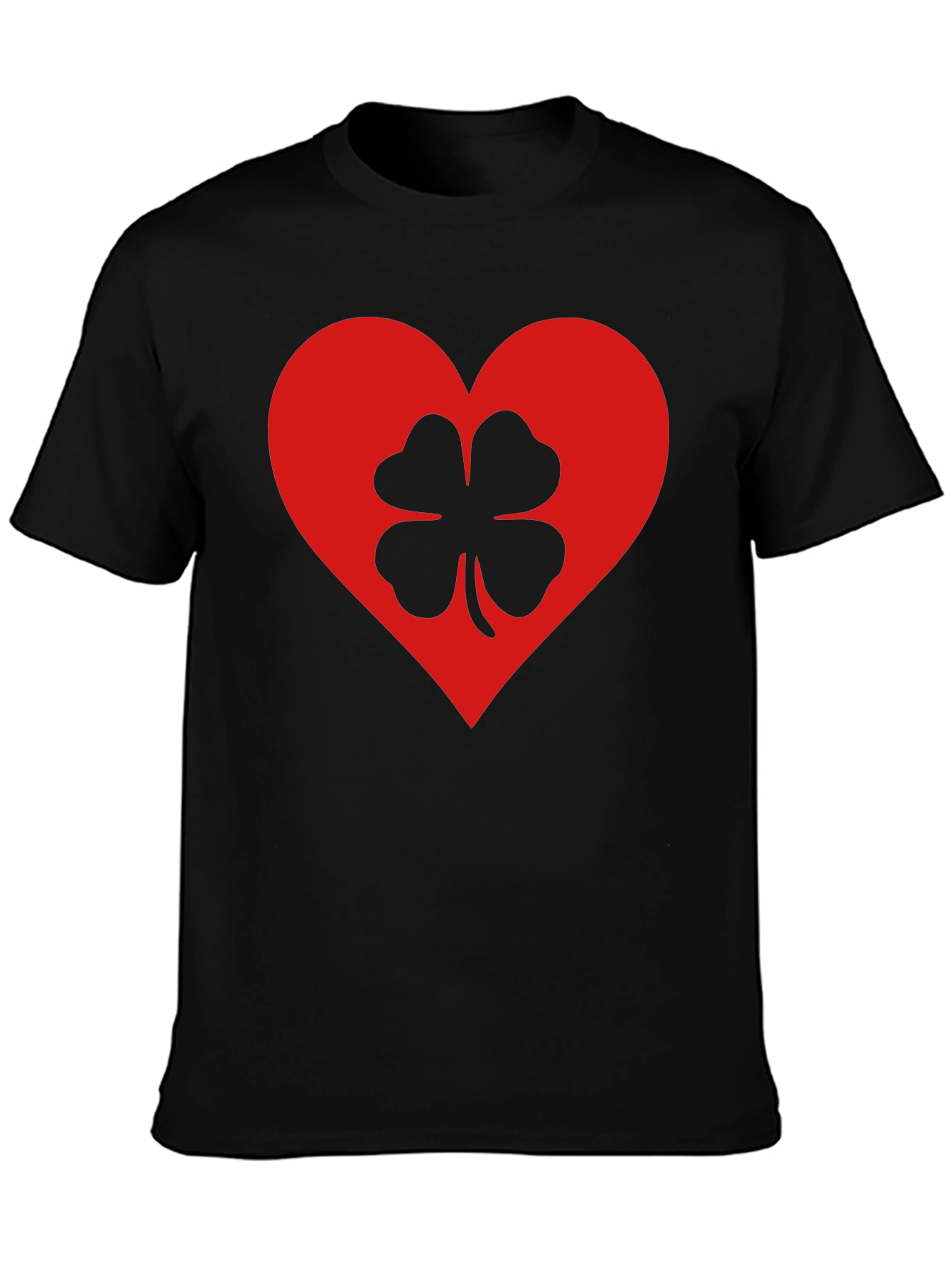 Lucky Heart Clover T-Shirt - Black