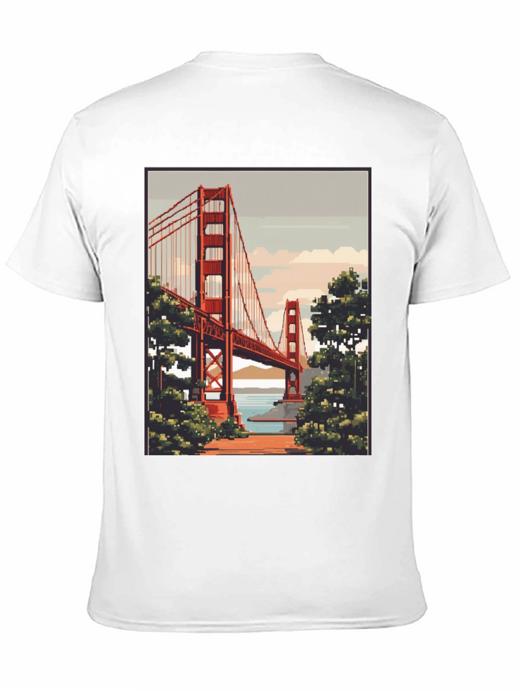 Golden Gate Bridge Pixel Art Black T-Shirt