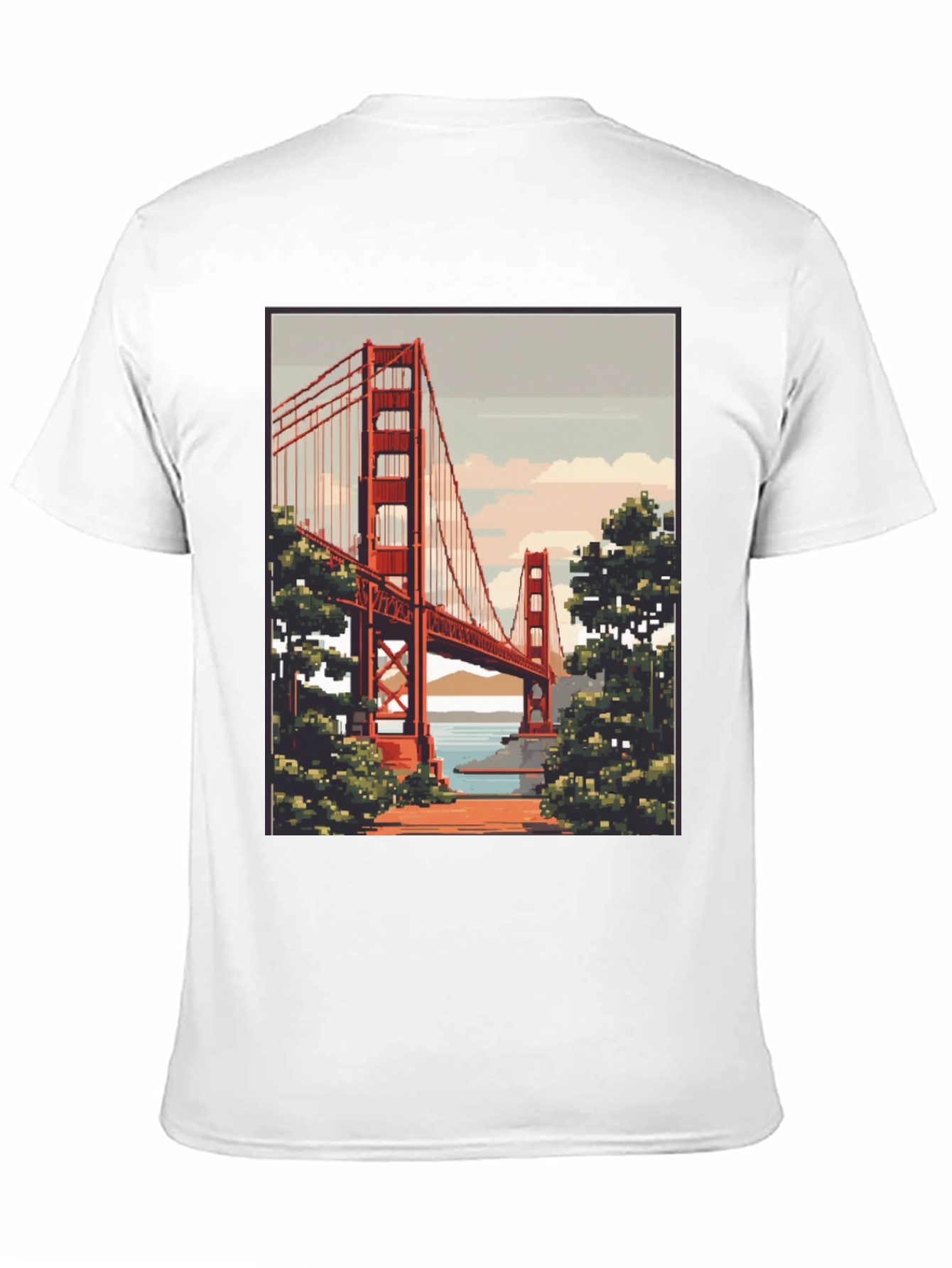 Golden Gate Bridge Pixel Art Black T-Shirt