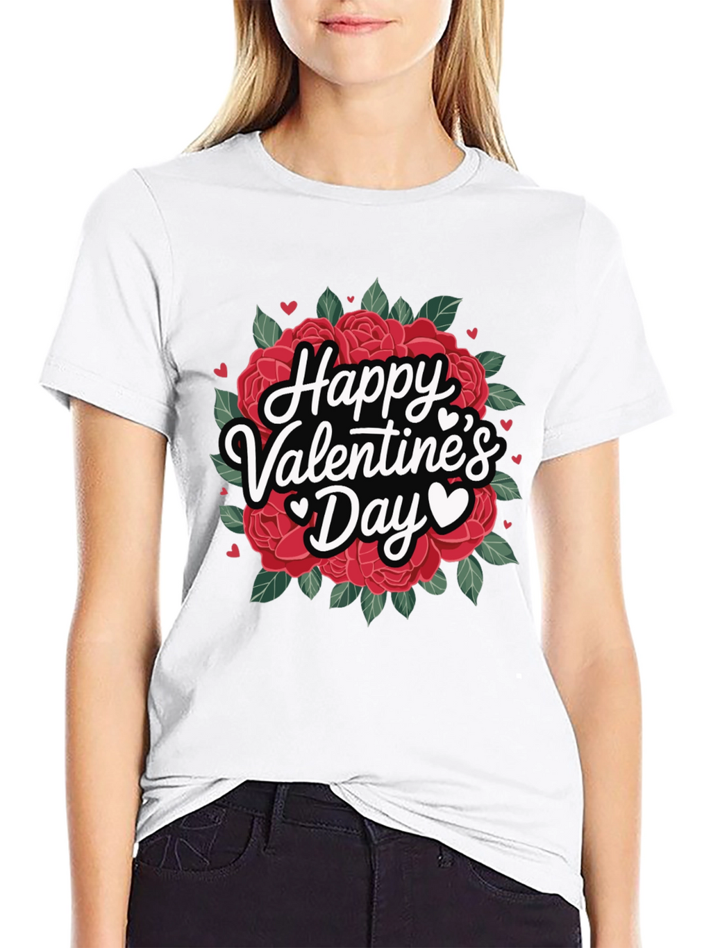 Happy Valentines Day Roses Graphic T-Shirt