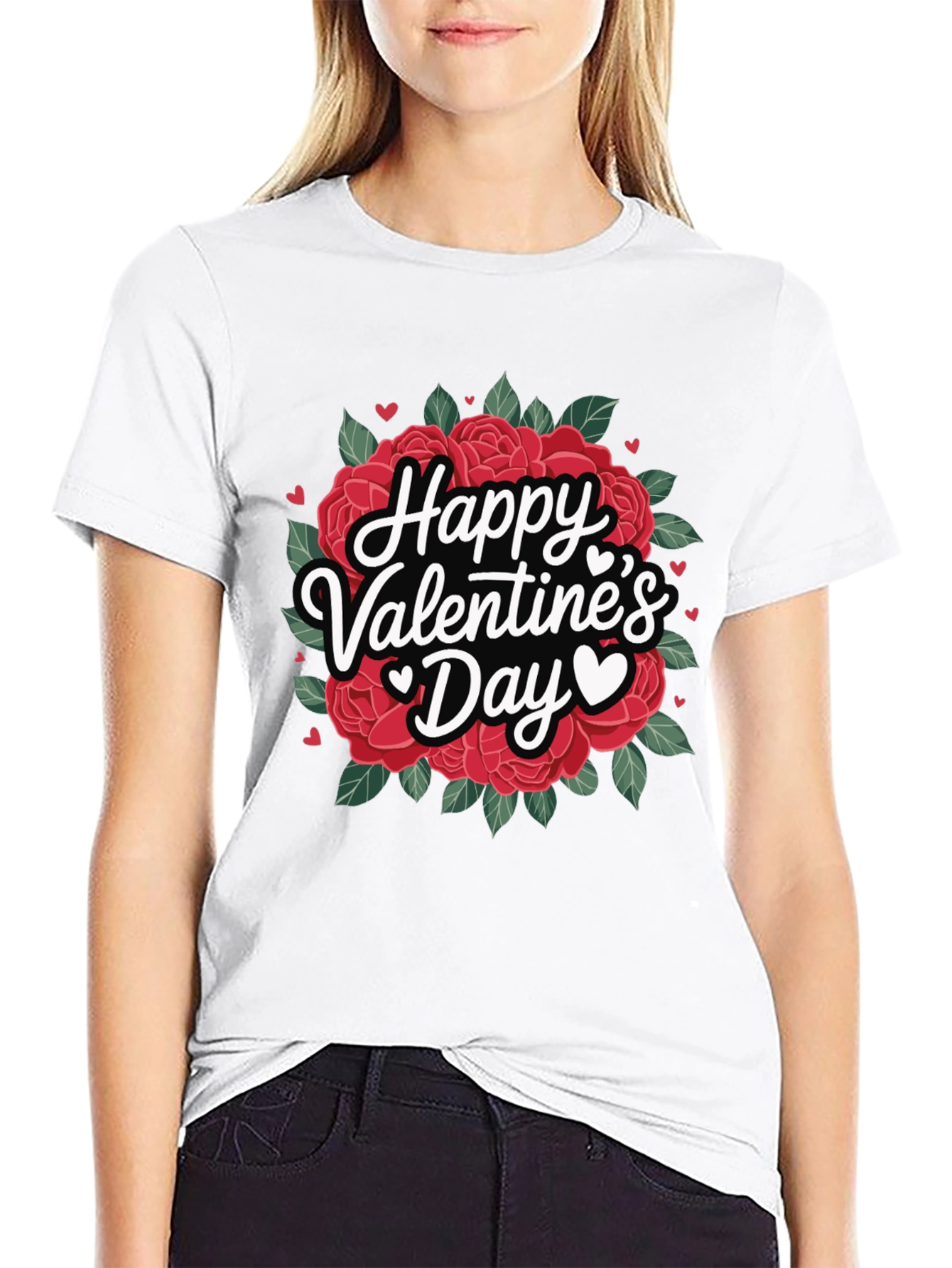 Happy Valentines Day Roses Graphic T-Shirt