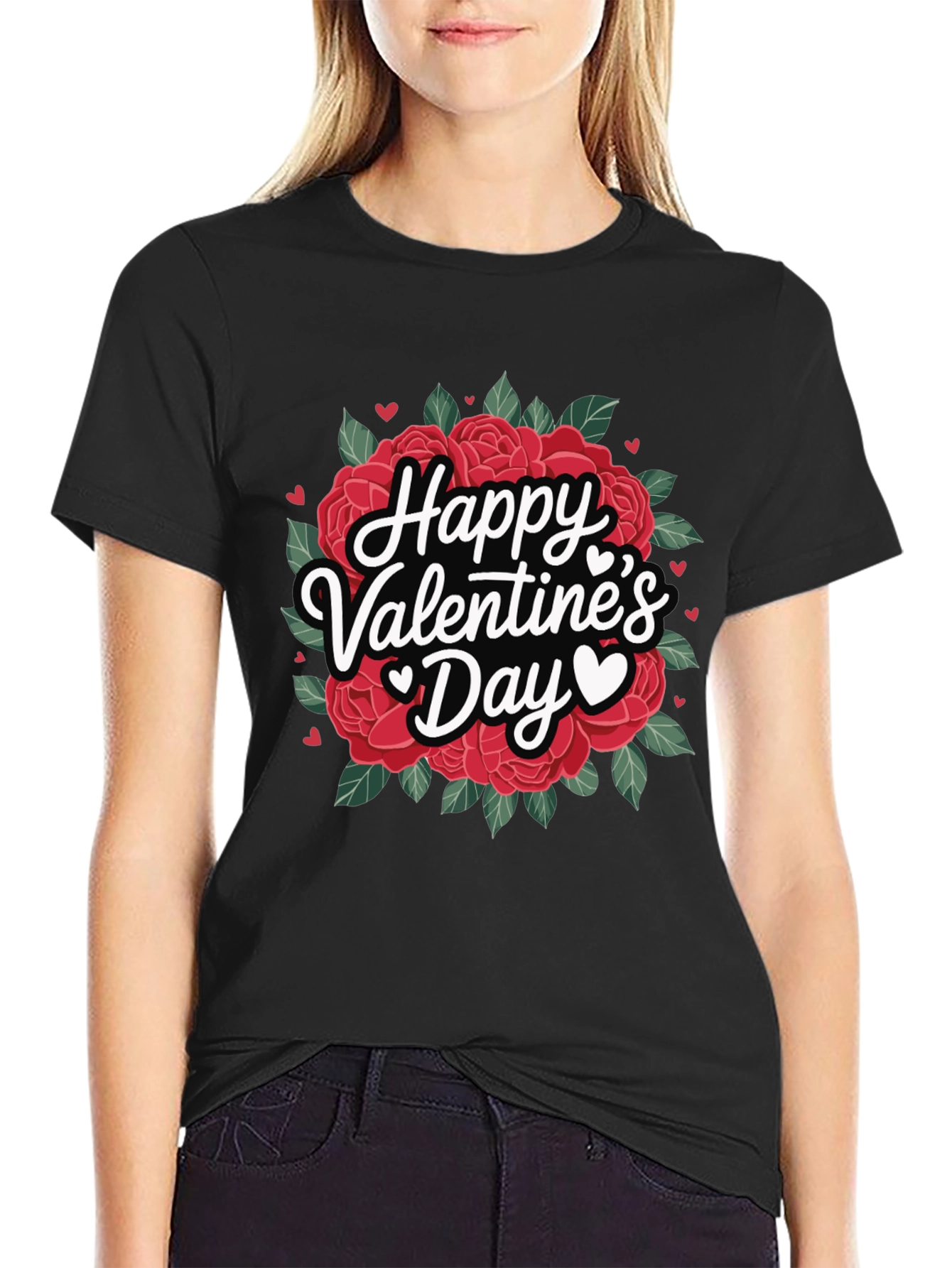 Happy Valentines Day Roses Graphic T-Shirt