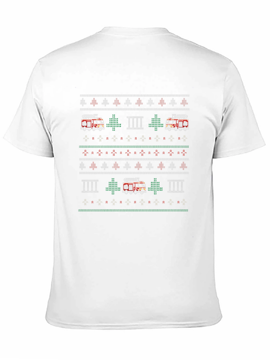 Fire Truck Ugly Christmas Sweater Style T-Shirt